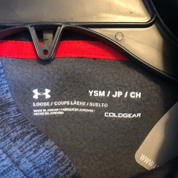 Under Armour Hoodie Gray w Red Graphic Logo Size Big Boy Small - Picture 4 of 6